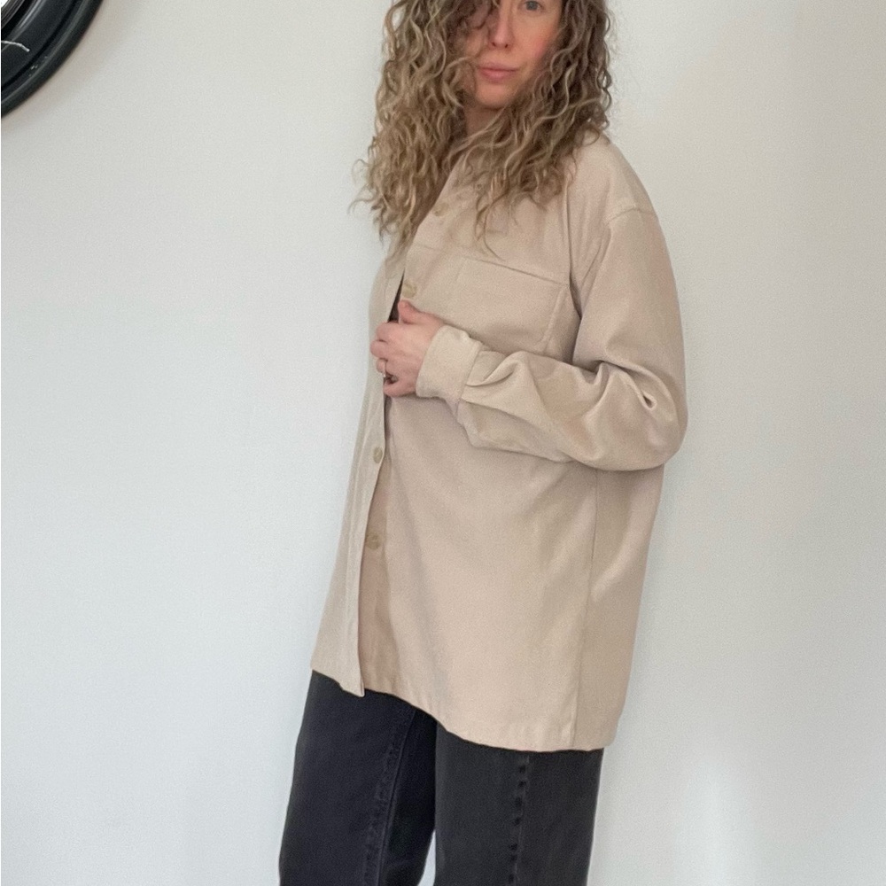 Classic Elements Beige Button Down Shirt - image 2